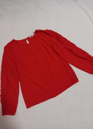 Базова червона блуза блузка з довгим рукавом4 фото