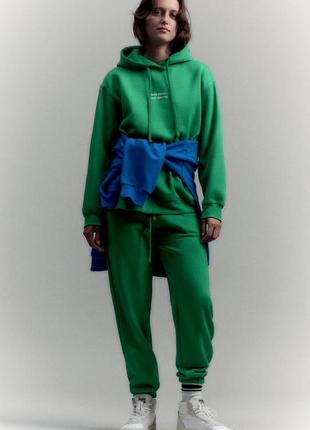 Спортивные штаны джоггеры с начесом zara - s, m  зеленые3 фото