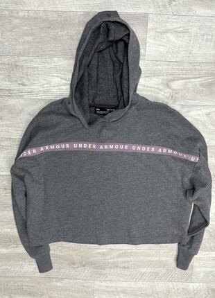 Under armour кофта s женская серая балахон oversize