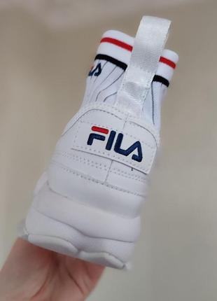 Белые высокие кроссовки с носком кеды ботинки фила fila7 фото