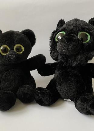 Мягкая игрушка чёрная пантера с блестящими глазами2 фото