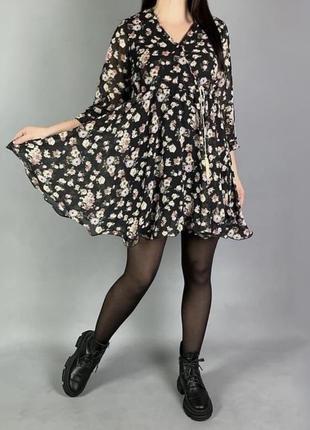 Платье шифон в цветочный принт1 фото