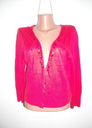 Кофта tu малинова з ручною вишивкою камінцями та бісером з рукавом 3/4