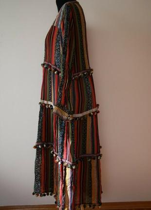 Роскошное длинное платье с кисточками zara, стиль бохо, этно, огонь!8 фото