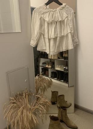 Невероятной красоты хлопковая ярусная блуза от бренда zara