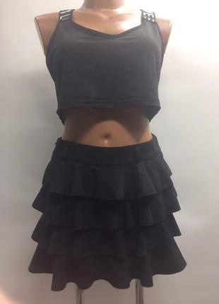 Итальянская супер стильная ярусная юбка размер xs, s, m2 фото