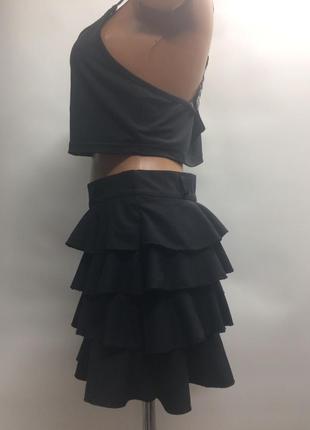 Итальянская супер стильная ярусная юбка размер xs, s, m4 фото