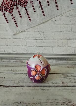 Великодня пасхальна різьблена свічка яйце, свічка на свято, хенд мейд ручна робота2 фото