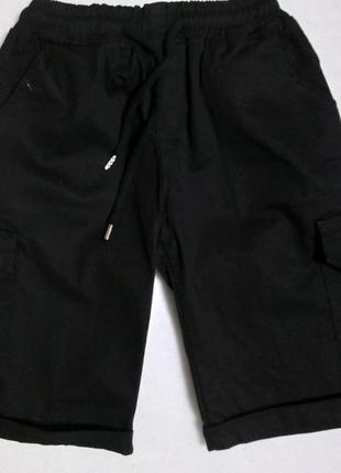 Шорты для мальчиков с черного коттона с накладными карманами р 122;128;1461 фото