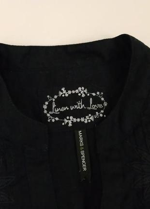 Фірмова лляна приталені блузка marks & spencer з вишивкою 100% льон2 фото