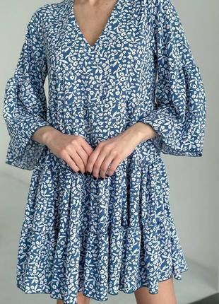 Весеннее нежное платье в цветочки oversize волан 3 цвета деми6 фото