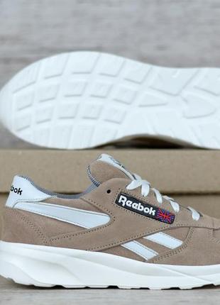 Женские капучино замшевые кроссовки reebok5 фото