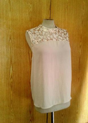 Крепдешиновая молочного цвета блузочка с паетками,4xl.