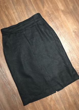 Льняная юбка с врезными карманами max mara1 фото