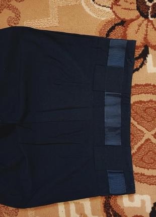 Штаны синие с высоким поясом5 фото