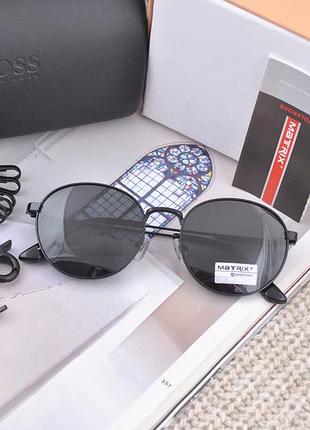 Фірмові чоловічі сонцезахисні круглі окуляри matrix polarized mt8613