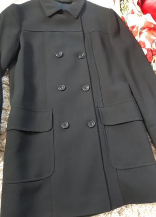 Базовый черный  шерстяной удлиненный  жакет/пиджак/тренч ,италия, р. 36-386 фото
