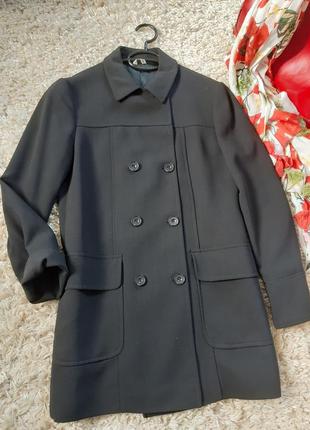 Базовый черный  шерстяной удлиненный  жакет/пиджак/тренч ,италия, р. 36-384 фото