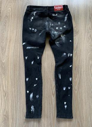 Мужские скини стрейчевые зауженые джинсы с заводскими потертостями insideout3 фото