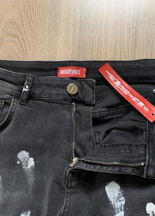 Мужские скини стрейчевые зауженые джинсы с заводскими потертостями insideout5 фото
