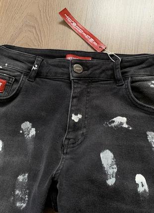 Мужские скини стрейчевые зауженые джинсы с заводскими потертостями insideout4 фото
