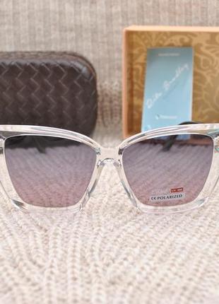 Гарні жіночі сонцезахисні окуляри leke polarized котяче око в прозорій оправі2 фото
