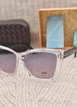 Гарні жіночі сонцезахисні окуляри leke polarized котяче око в прозорій оправі1 фото