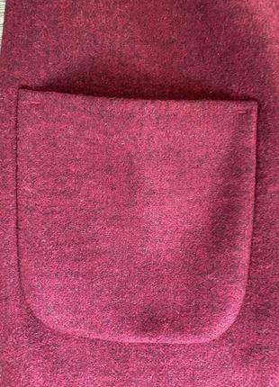 Женское демисезонное бордовое пальто fine line. пальто классическое с поясом.8 фото