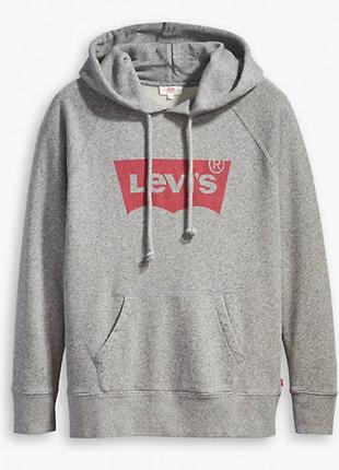 Жіноча спортивна толстовка з капюшоном levis graphic gray red grey red batwing housemark