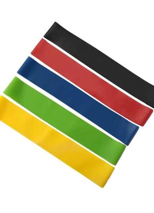 Резинки для фитнеса латексные latex band power 25см разноцветные 5 шт1 фото