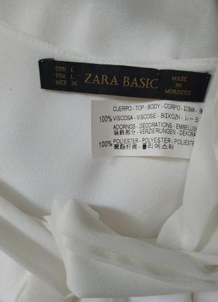 Стильная белая блуза zara с завязками и люверсами6 фото