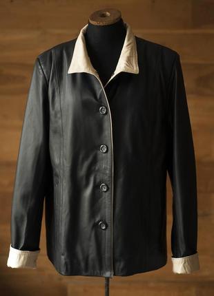 Черная кожаная куртка пиджак женская miramar cuir, размер l, xl