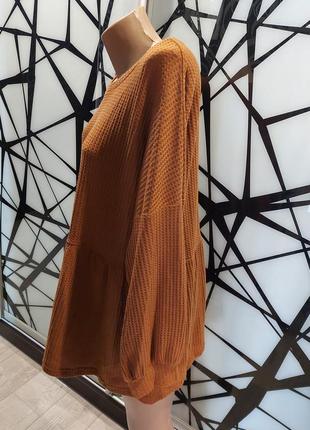 Удлиненный двухярусный свободный свитшот, блуза shein цвета темная горчица 1xl8 фото