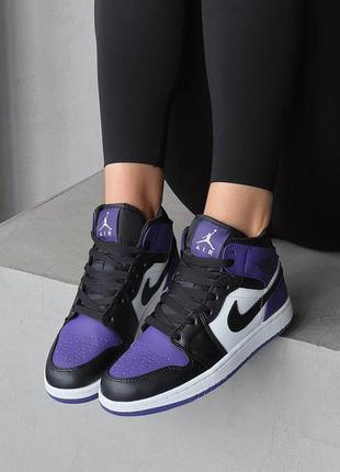 Женские кожаные кроссовки nike air jordan retro high court purple4 фото