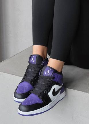 Женские кожаные кроссовки nike air jordan retro high court purple2 фото