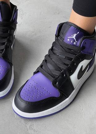 Женские кожаные кроссовки nike air jordan retro high court purple3 фото