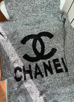 Женский вязаный кардиган пальто chanel с капюшоном7 фото