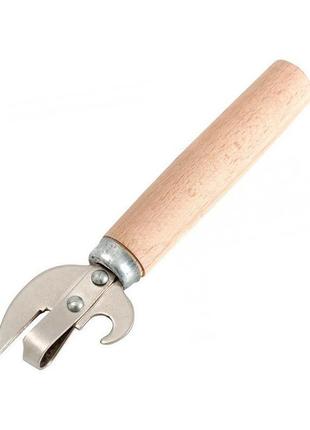 Открывалка консервный нож с деревянной ручкой для банок и бутылок