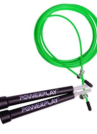 Скакалка швидкісна powerplay 4202 ultra speed rope зелена (2,9m.)