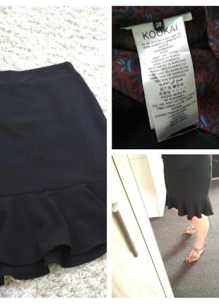 Классическая черная юбка миди с воланом , kookai, 36-38