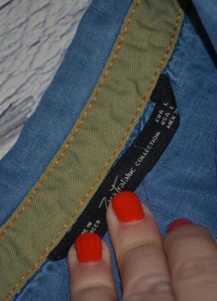30/l очень модная женская фирменная джинсовая рубашка блуза зара zara с манжетами10 фото
