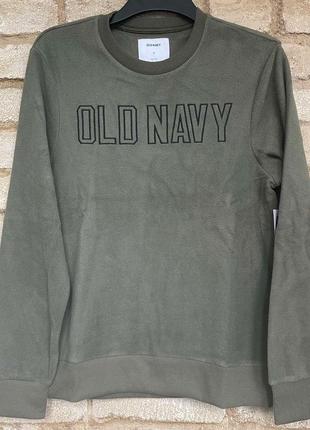 1,  теплая толстовка  свитшот из микрофлиса  цвета хаки old navy  олд неви  размер л