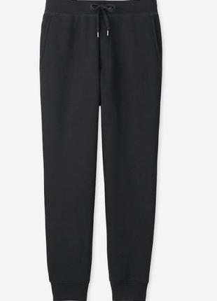 1, черные зимние стильные и теплые мужские брюки джоггеры на меху uniqlo уникло размер xl