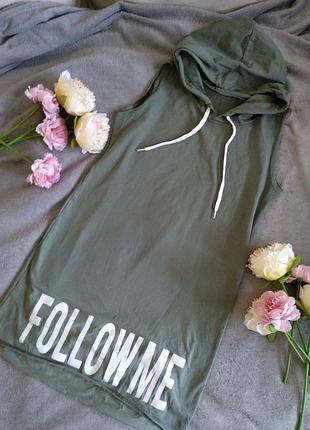 Трикотажное платье follow me с капюшоном