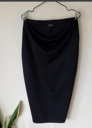 Черная стречевая миди юбка карандаш на комфортной талии оviesse италия 16-18 uk