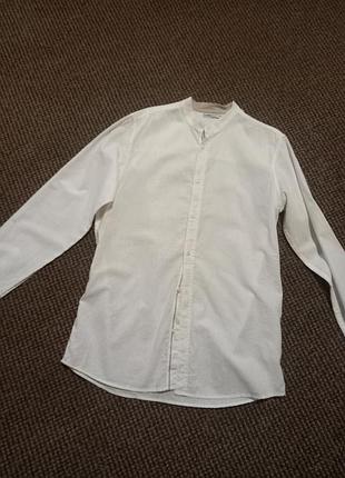 Белоснежная рубашка лён +каттон livergy