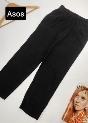 Брюки женские черные прямого кроя лен от бренда asos xs