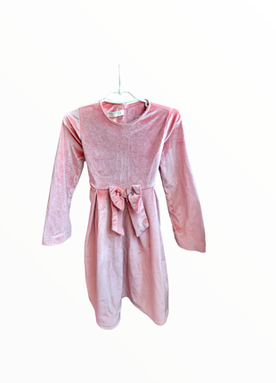 Велюровое нарядное розовое пудровое платье 92 см7 фото
