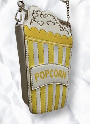 Сумка жіноча popcorn на довгому золотій ланцюжку2 фото