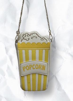 Сумка жіноча popcorn на довгому золотій ланцюжку1 фото